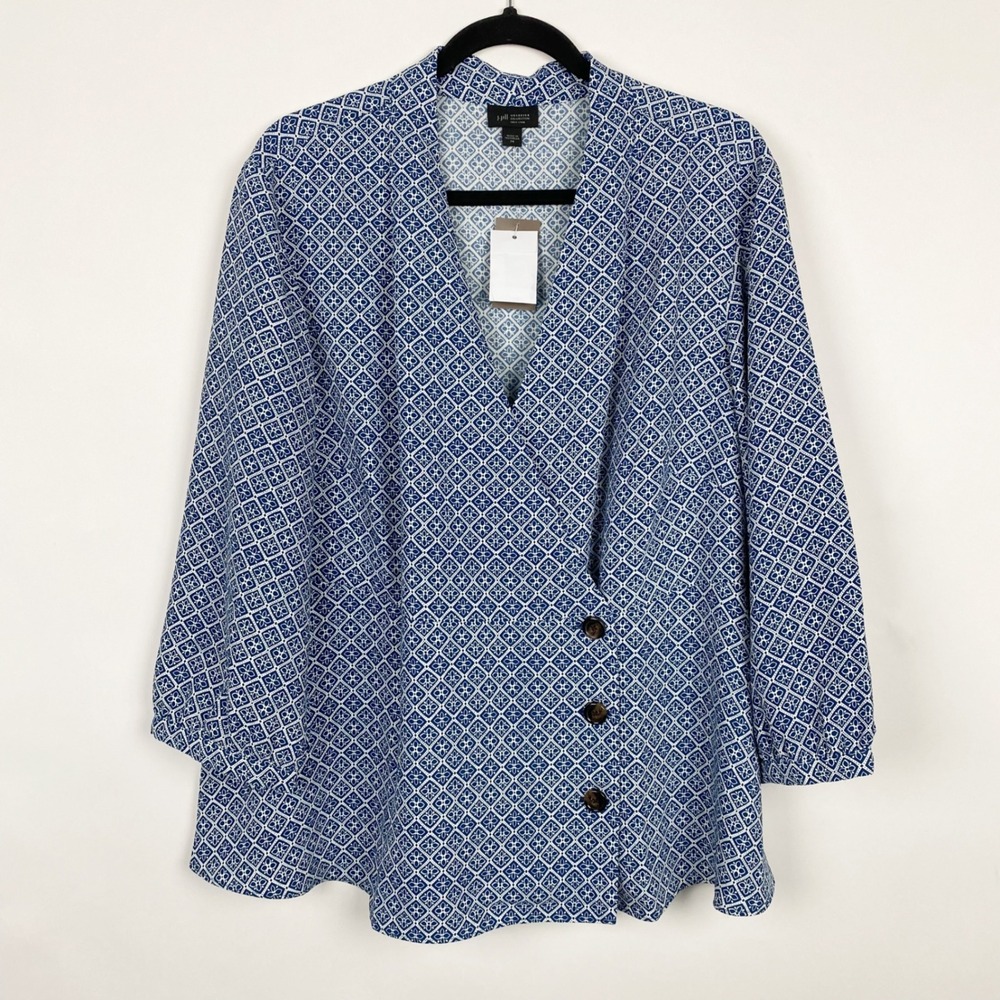J. Jill Wearever Geometric Print Wrap Top Blouse Plus Womens‎ 2X NWT